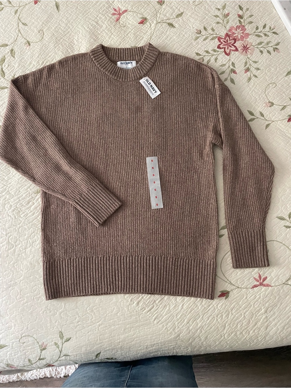 NWT Old Navy SoSoft Stitchy Long Sleeve Knit Sweater Tan Driftwood Heat Size S